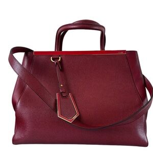 FENDI 2Jours Elegant Burgundy Leather Handbag